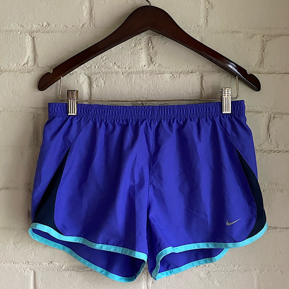 Nike Dri-Fit indigo purple aqua marine light blue size medium athletic shorts